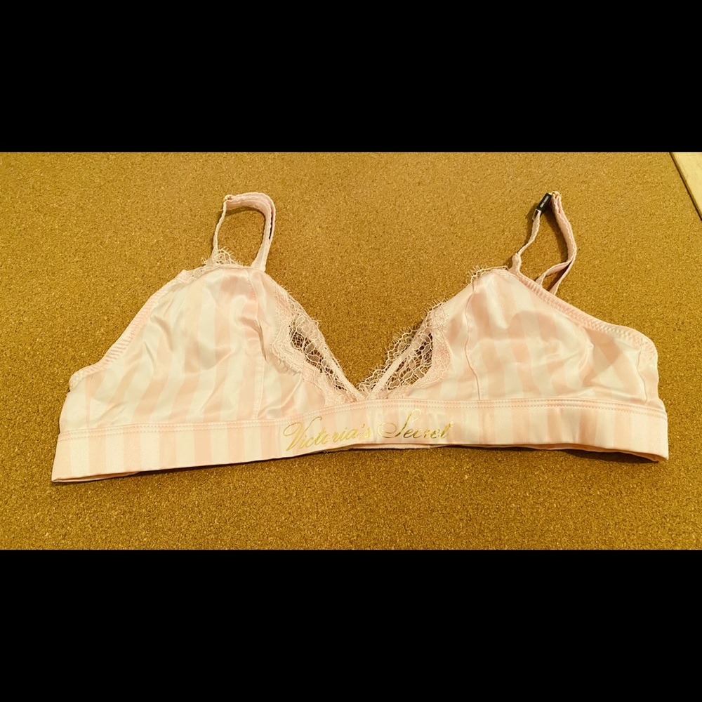 NWT VS Light Pink Striped Unlined Bra